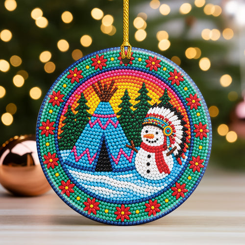 Native Beaded Ceramic Christmas Ornament, Winter Holiday Decor