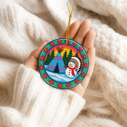 Native Beaded Ceramic Christmas Ornament, Winter Holiday Decor