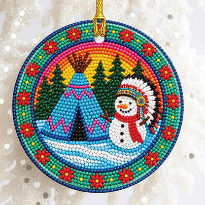 Native Beaded Ceramic Christmas Ornament, Winter Holiday Decor