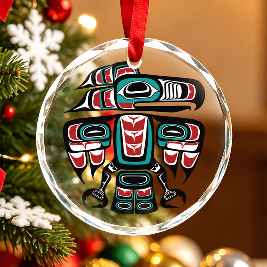 Native American Totem Art Glass Christmas Ornament