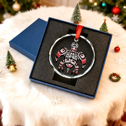 Native Turtle Art Glass Christmas Ornament