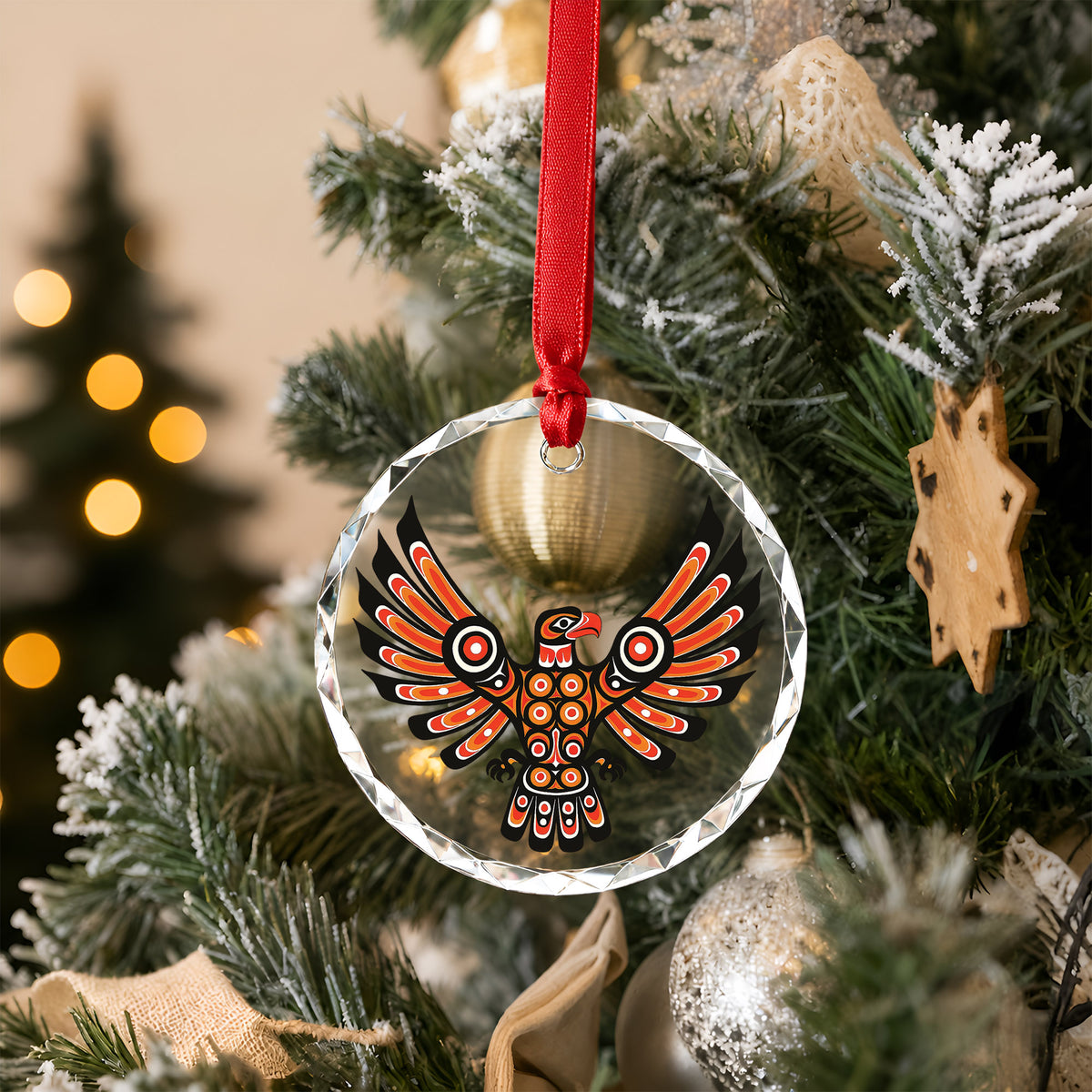 Pacific Eagle Art Glass Christmas Ornament