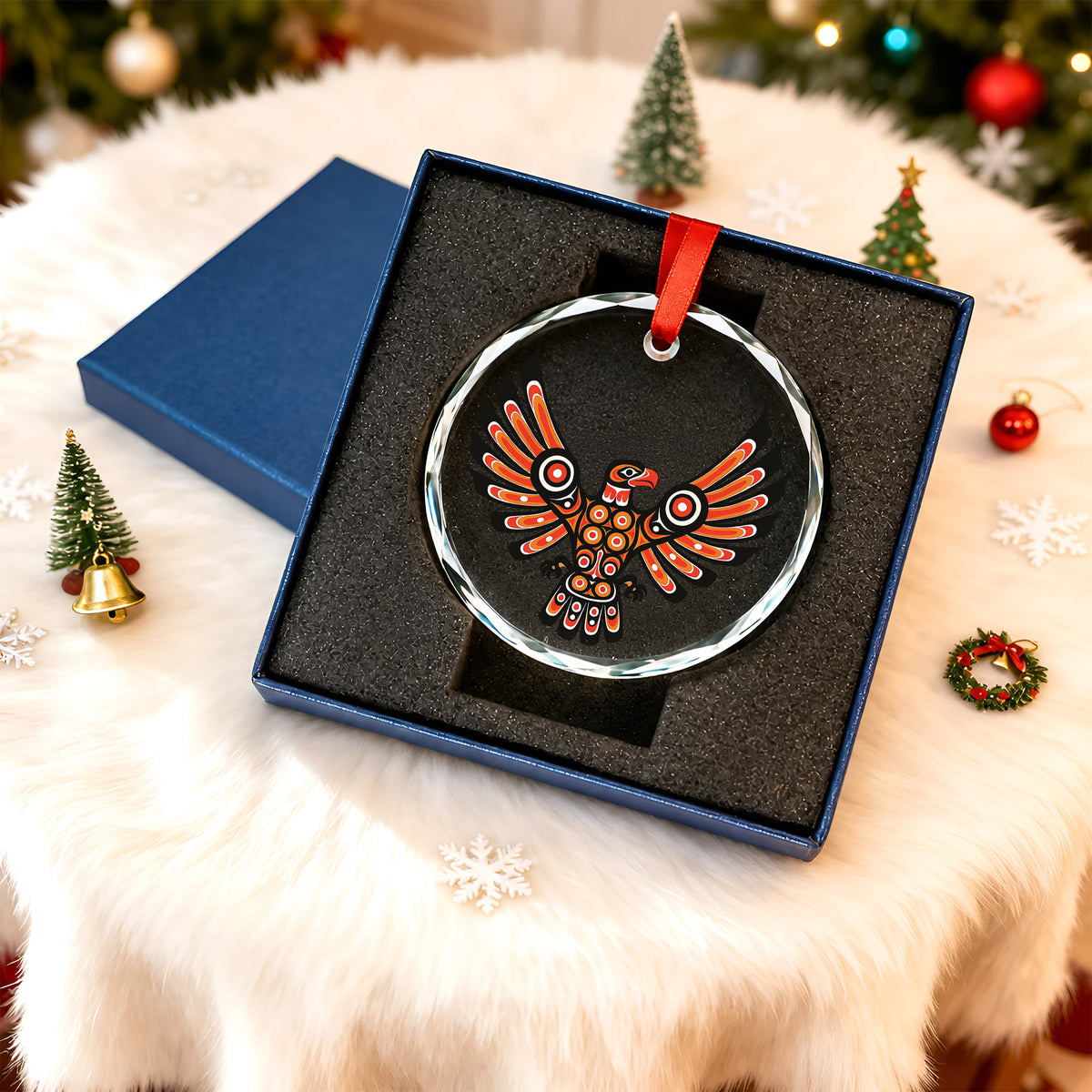 Pacific Eagle Art Glass Christmas Ornament