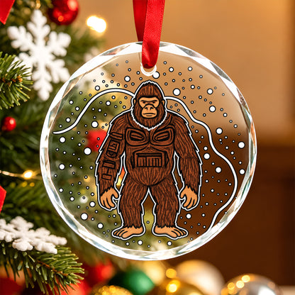Native American Bigfoot Glass Ornament - Holiday Tree Decoration