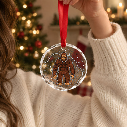 Native American Bigfoot Glass Ornament - Holiday Tree Decoration