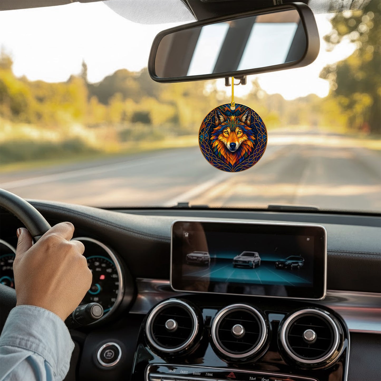 Fire Wolf - Vibrant Stained Glass Spirit Animal - Unique Christmas Gift Decor Flat Acrylic