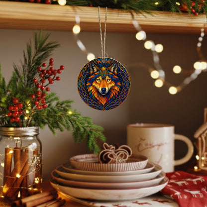 Fire Wolf - Vibrant Stained Glass Spirit Animal - Unique Christmas Gift Decor Flat Acrylic