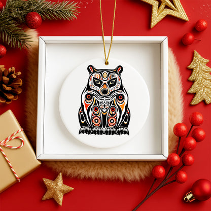 Native Bear Ceramic Ornament - Handcrafted Indigenous Art - Unique Holiday Decor