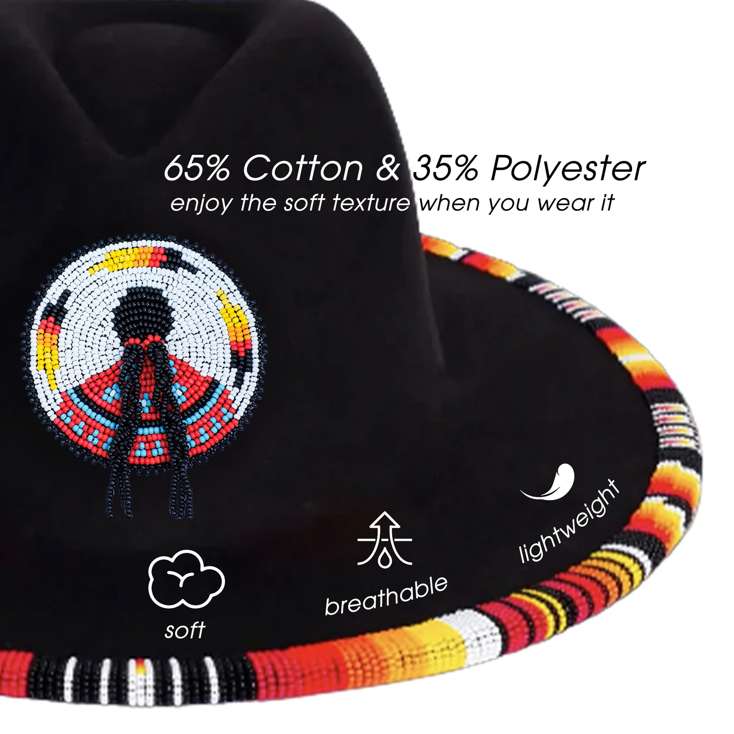 SALE 50% OFF - Indigenous Women  Fedora Hatband for Men Women Beaded Brim with Native American Style