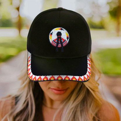 SALE OFF 50% - MMIW Indigenous Women Cotton Unisex Baseball Cap With Beaded Patch Brim Native American Style