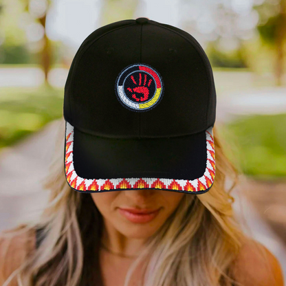 SALE 50% OFF - MMIW Feathers Cotton Unisex Baseball Cap With Beaded Patch Brim Native American Style