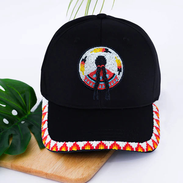 MMIW Feathers Cotton Unisex Baseball Cap With Beaded Patch Brim Native American Style