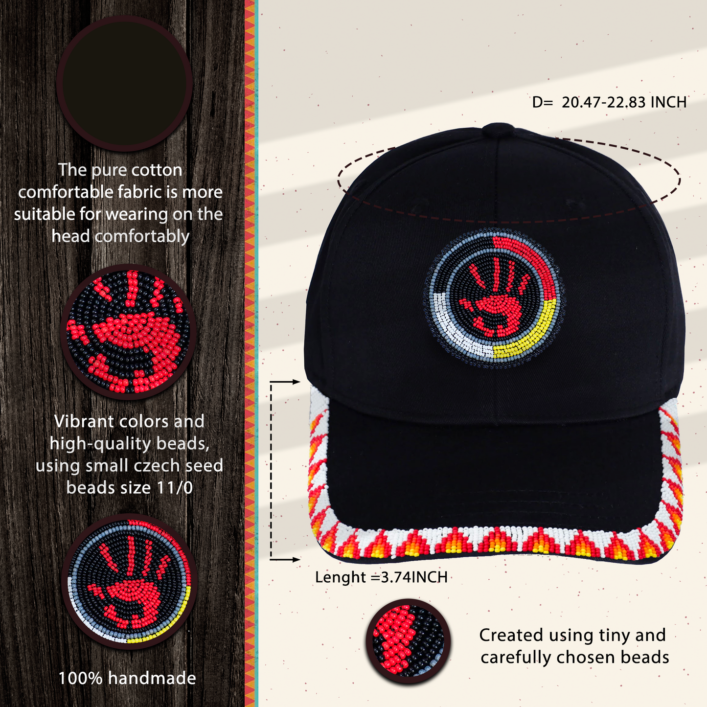 SALE 50% OFF - MMIW Feathers Cotton Unisex Baseball Cap With Beaded Patch Brim Native American Style