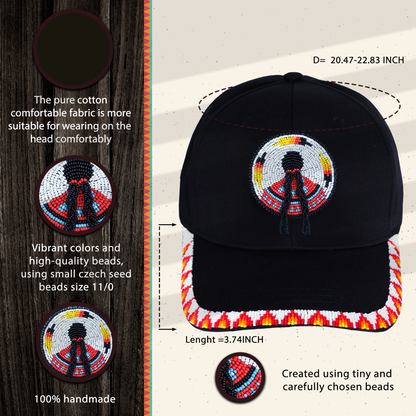 SALE OFF 50% - MMIW Indigenous Women Cotton Unisex Baseball Cap With Beaded Patch Brim Native American Style