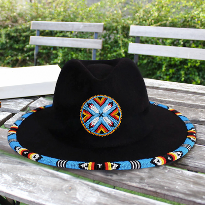 SALE 50% OFF - Four Feather Fedora Hatband for Men Women Beaded Brim with Native American Style