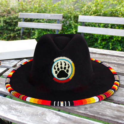 SALE 50% OFF - Bear Paw Fedora Hatband for Men Women Beaded Brim with Native American Style