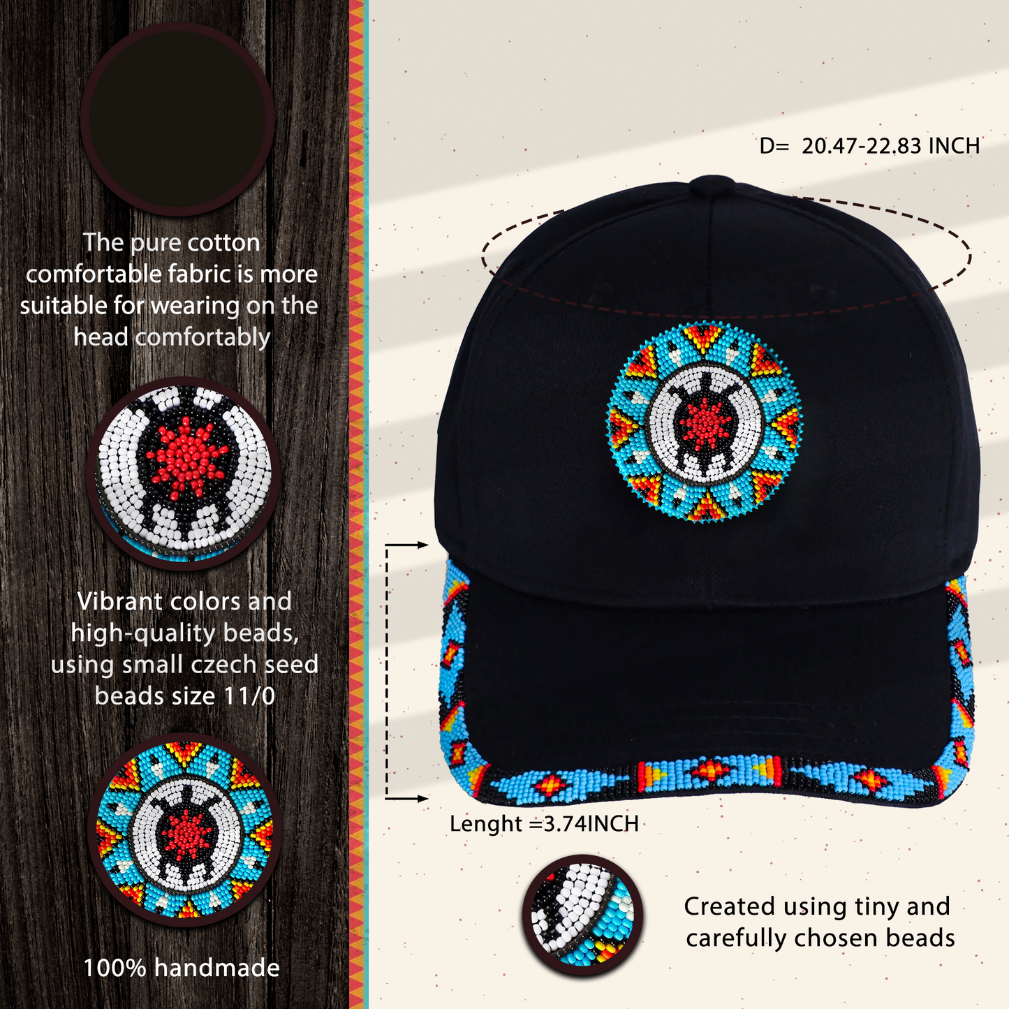 SALE 50% OFF - Blue Turtle Baseball Cap With Patch And Brim Cotton Unisex Native American Style