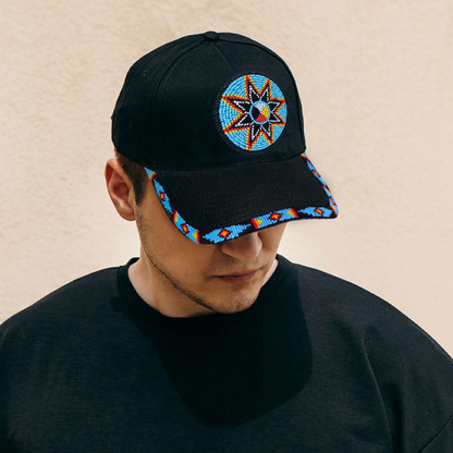 SALE 50% OFF - Medicine Wheel Star Baseball Cap With Patch And Brim Cotton Unisex Native American Style