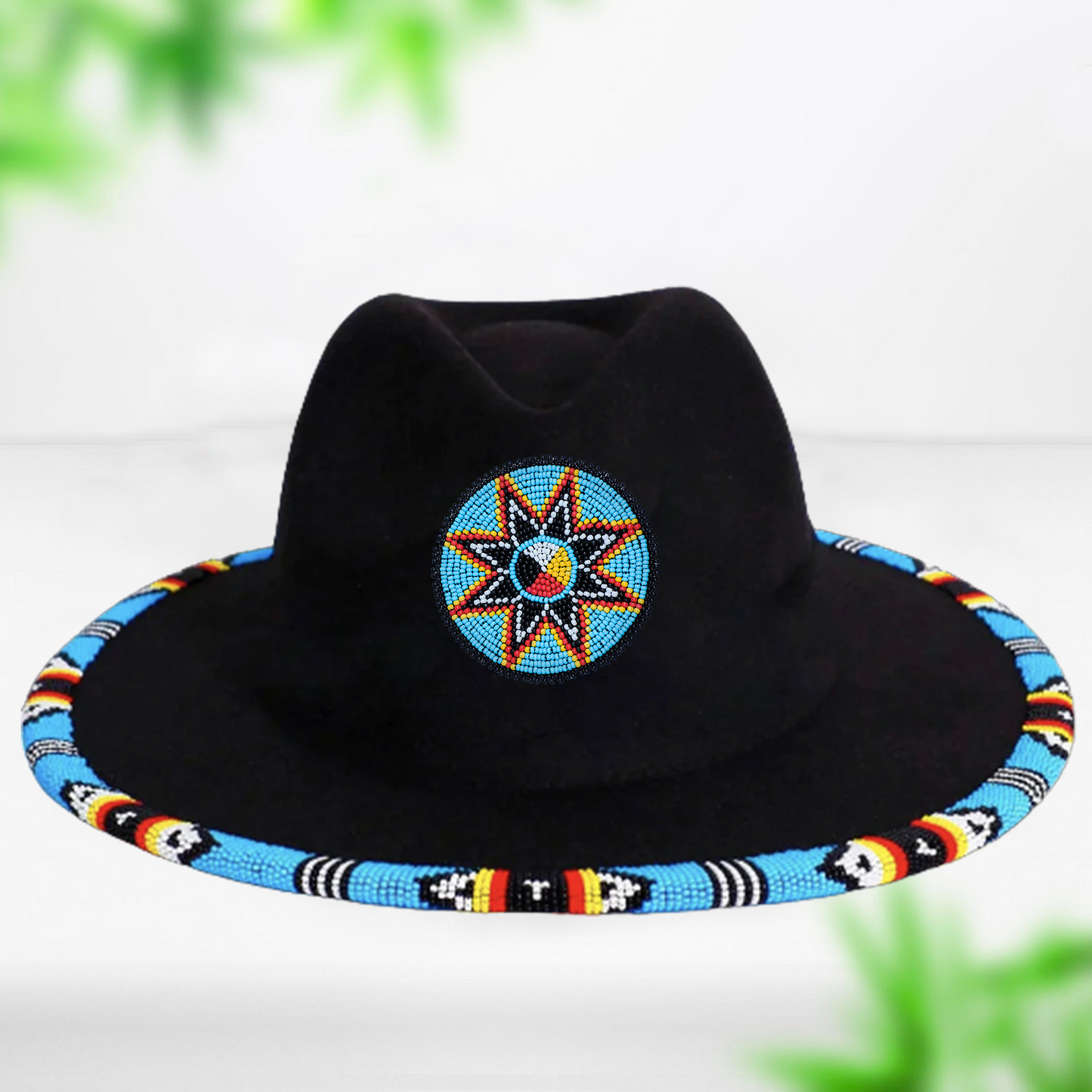 SALE 50% OFF - Medicine Wheel Star Fedora Hatband for Men Women Beaded Brim with Native American Style