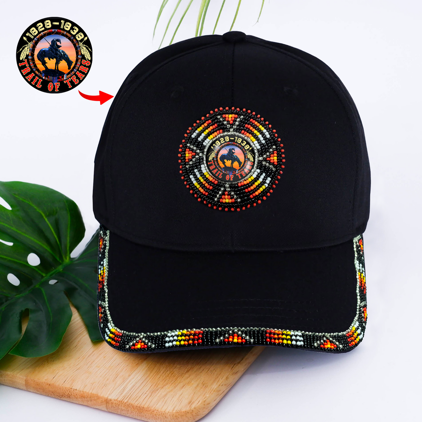 SALE 50% OFF - Trail of Tears Baseball Cap With Patch And Brim Cotton Unisex Native American Style