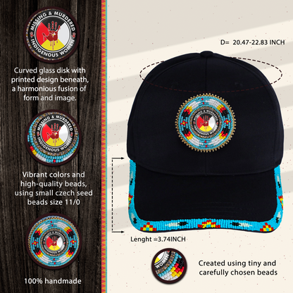 SALE 50% OFF - MMIW Red Hand Baseball Cap With Patch Brim Unisex Native American Style