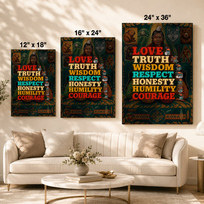 Seven Grandfather Teachings - Values Typography Poster/Canvas