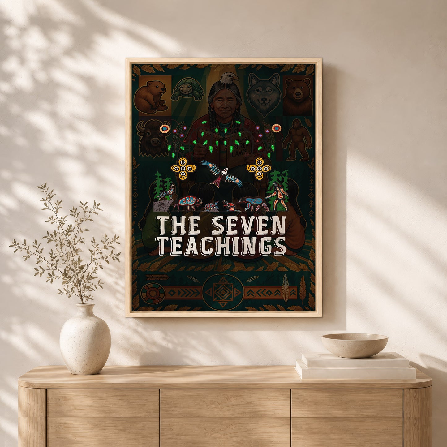 The Seven Teachings - Indigenous Animal Symbols Poster/Canvas