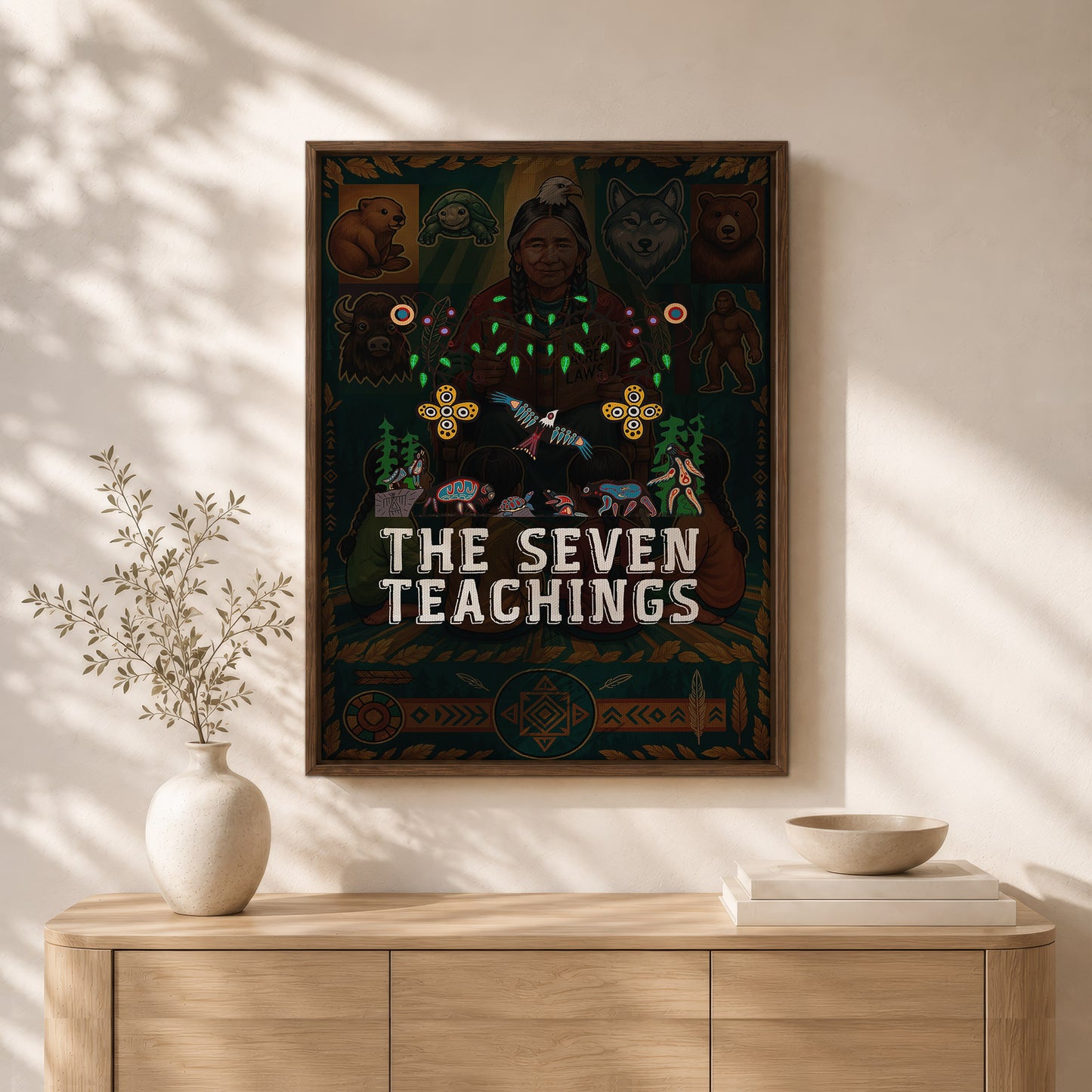 The Seven Teachings - Indigenous Animal Symbols Poster/Canvas