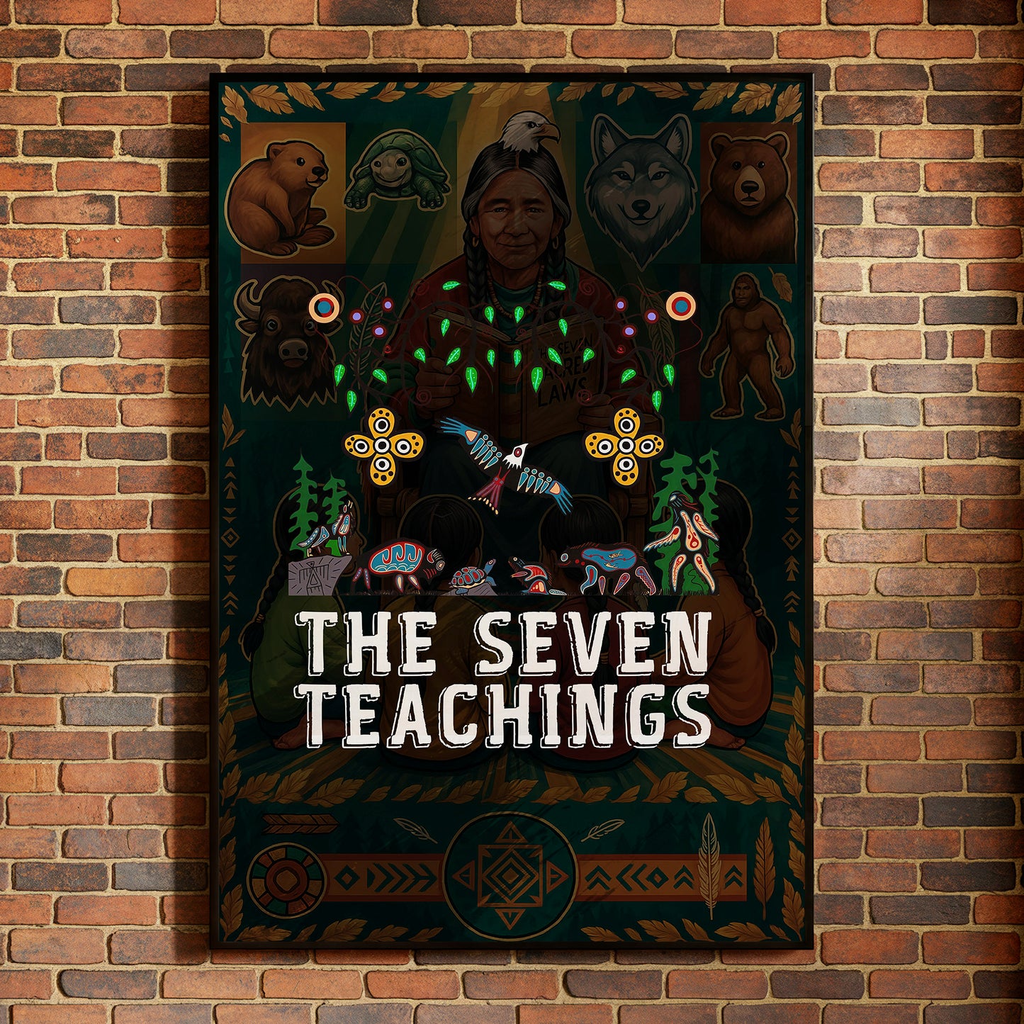 The Seven Teachings - Indigenous Animal Symbols Poster/Canvas