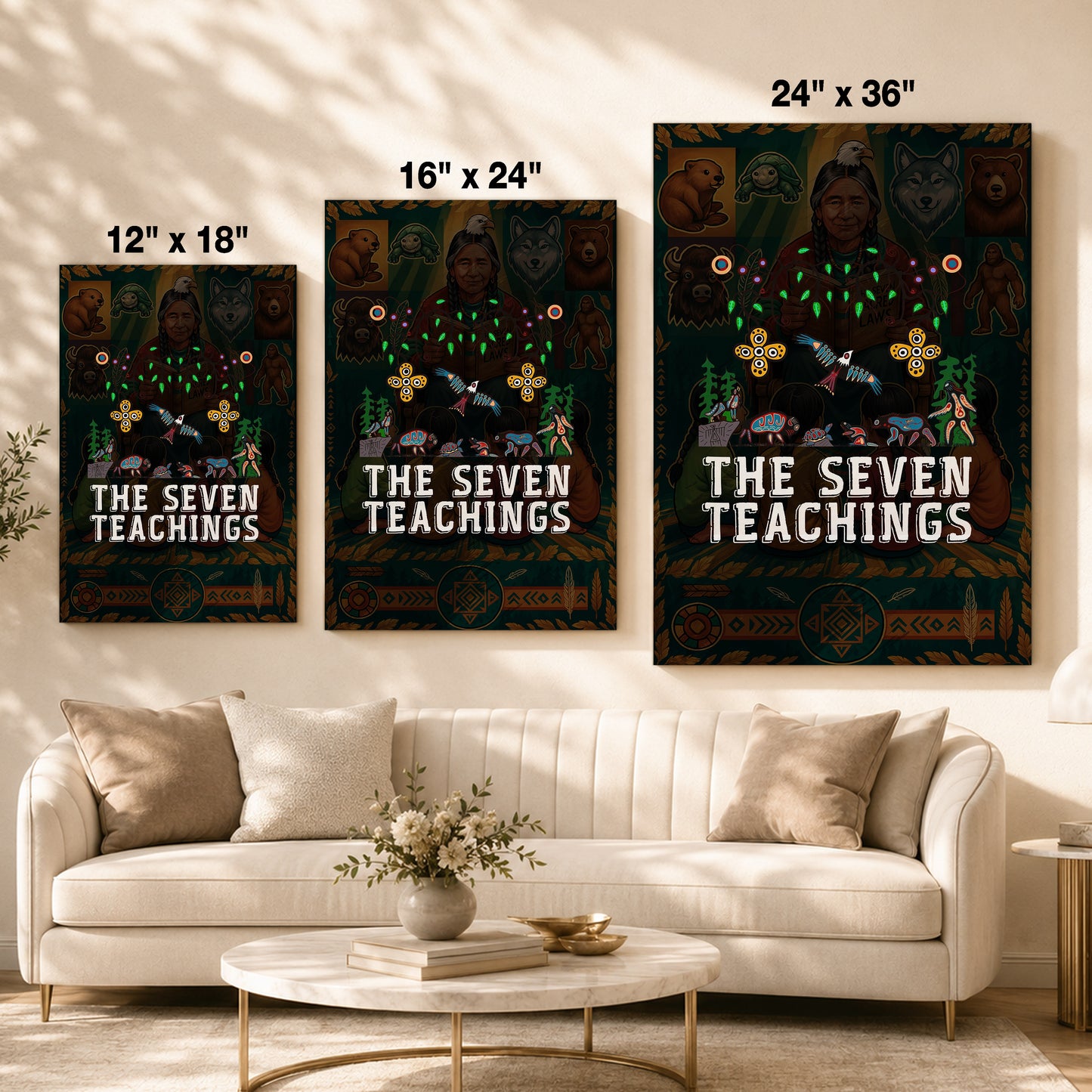 The Seven Teachings - Indigenous Animal Symbols Poster/Canvas
