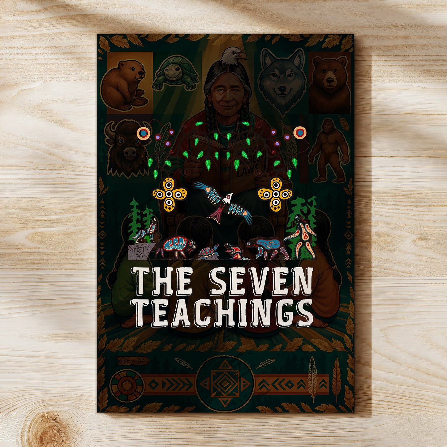 The Seven Teachings - Indigenous Animal Symbols Poster/Canvas