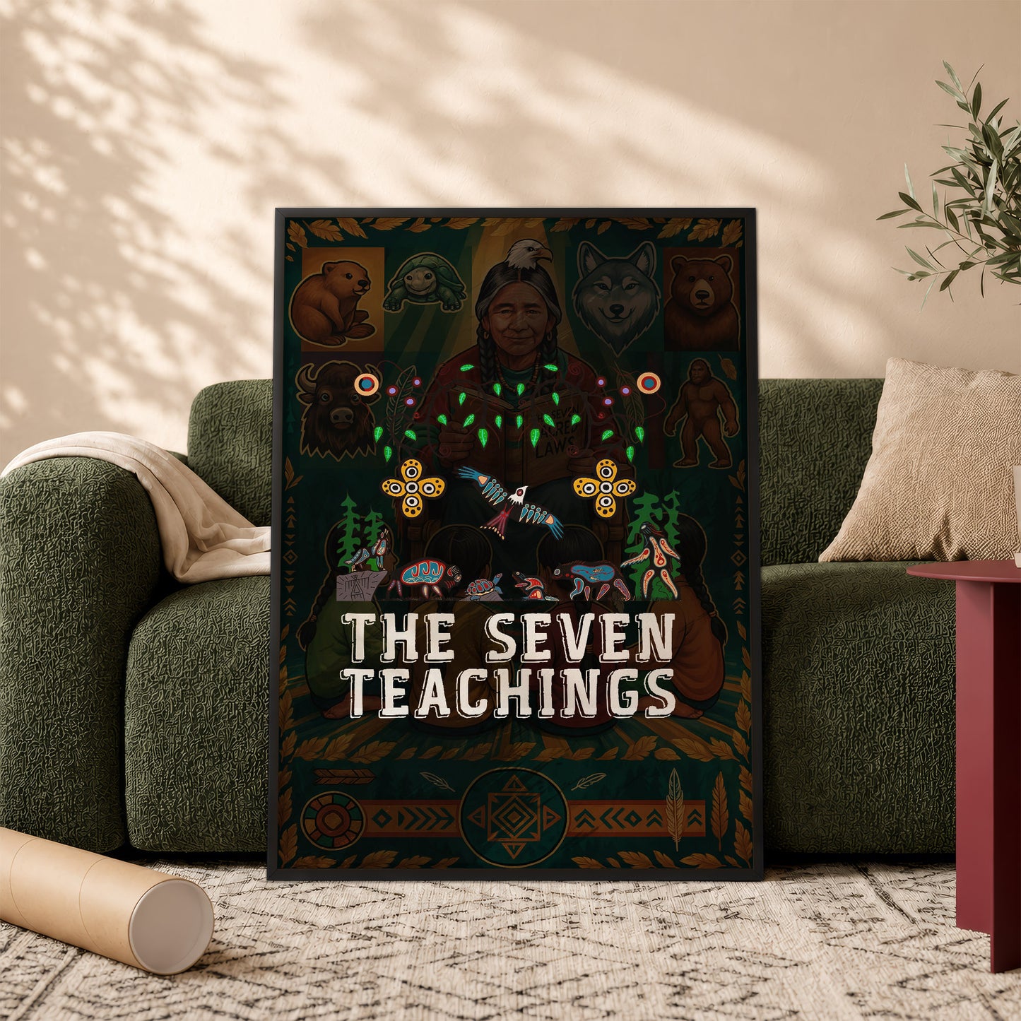 The Seven Teachings - Indigenous Animal Symbols Poster/Canvas