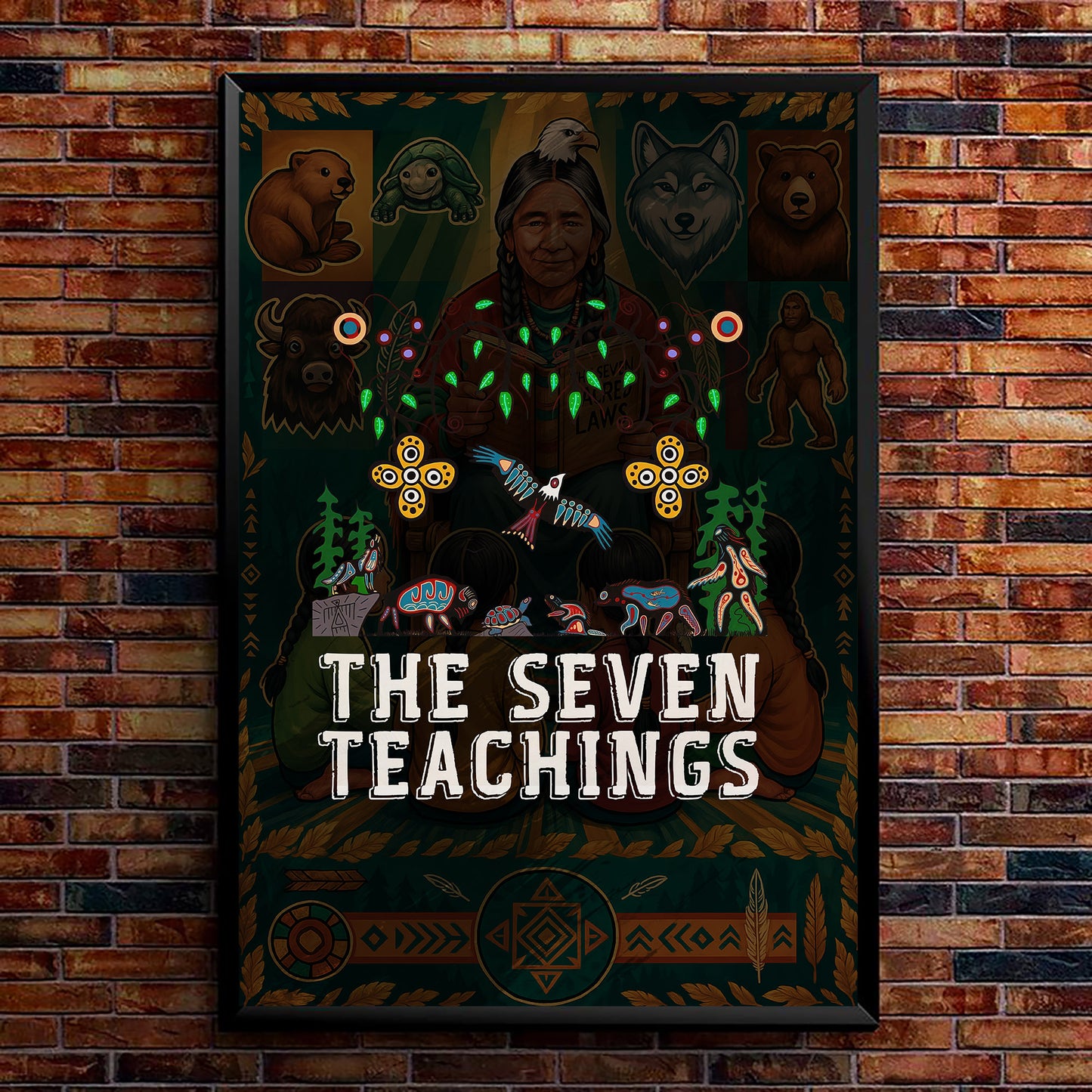 The Seven Teachings - Indigenous Animal Symbols Poster/Canvas