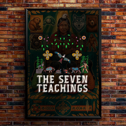 The Seven Teachings - Indigenous Animal Symbols Poster/Canvas