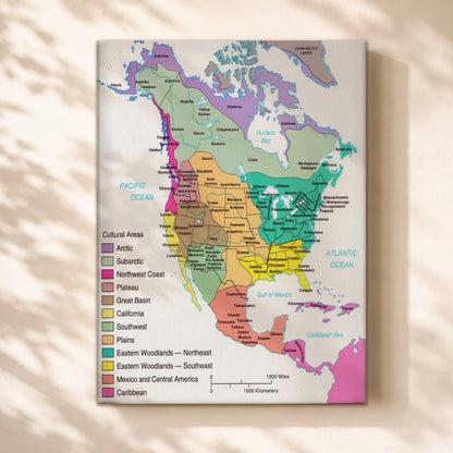 Native American Cultural Regions Map - Indigenous North America Tribes Poster