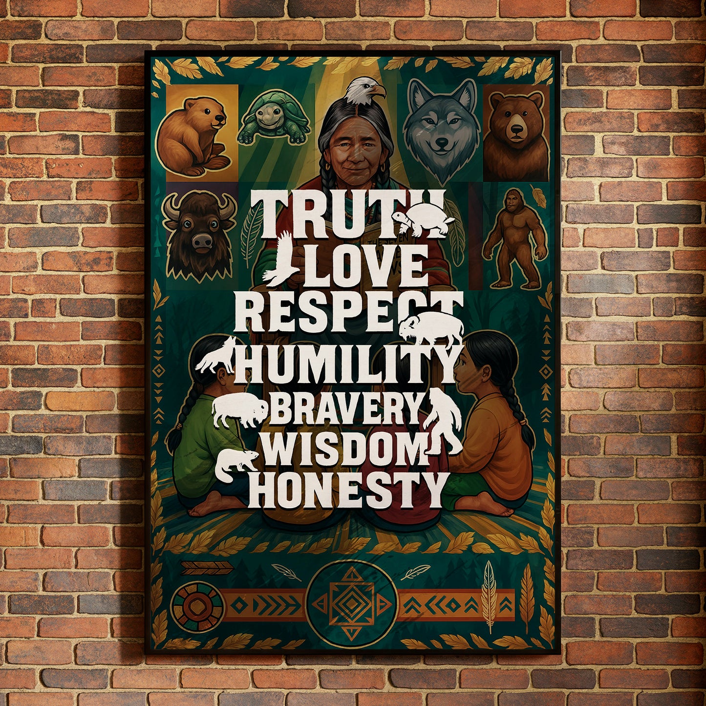 Seven Teachings Animals Graphic Poster/Canvas