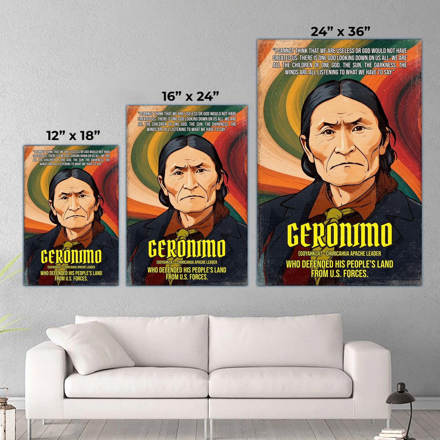 Geronimo Chiricahua Apache Leader Quote Native American History Art Poster/Canvas