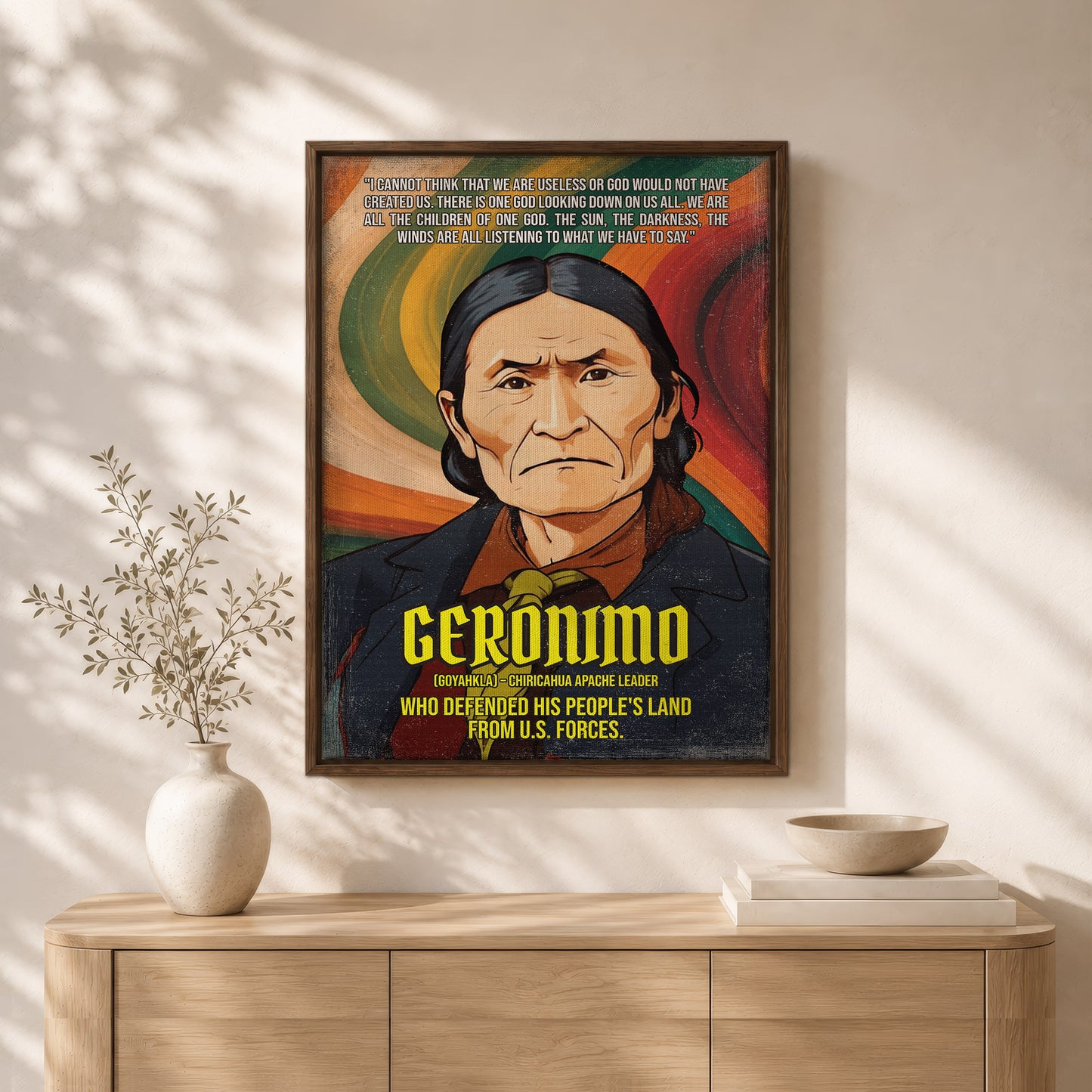 Geronimo Chiricahua Apache Leader Quote Native American History Art Poster/Canvas