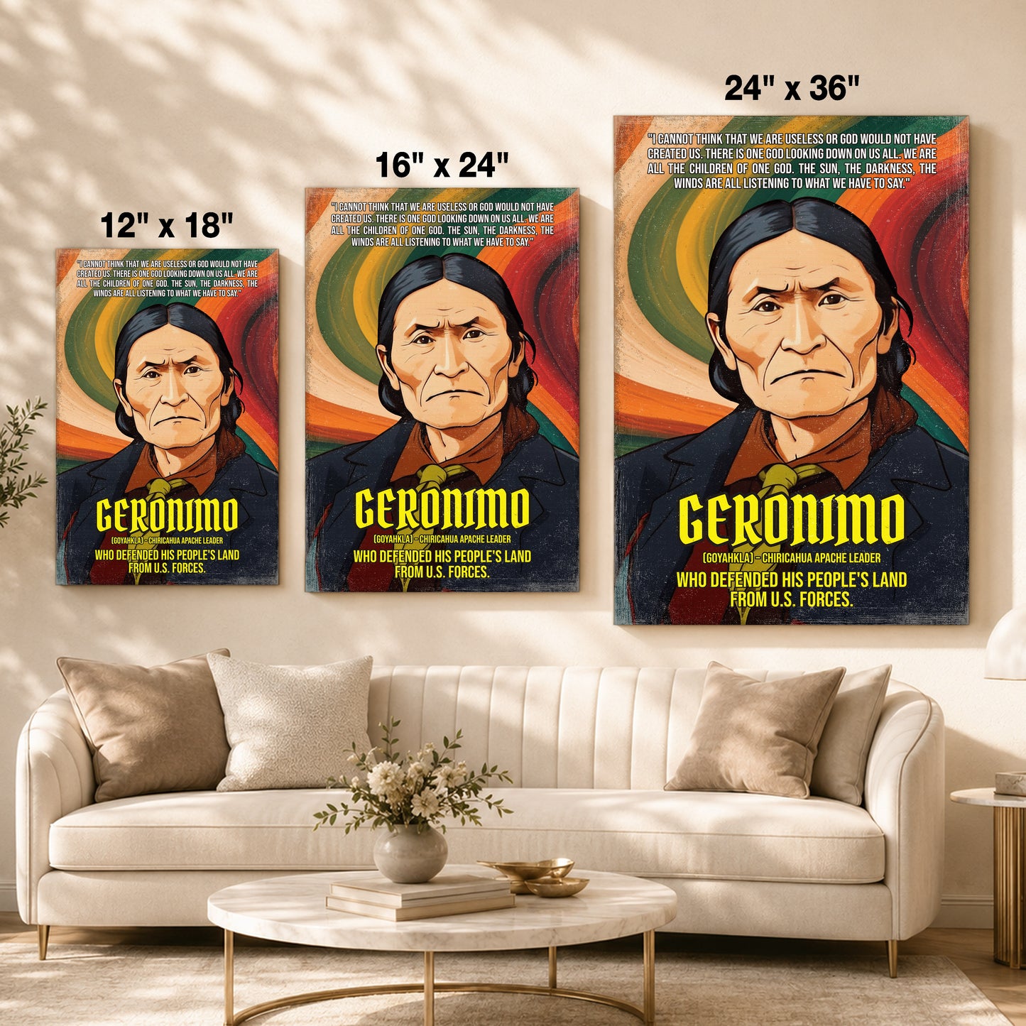 Geronimo Chiricahua Apache Leader Quote Native American History Art Poster/Canvas