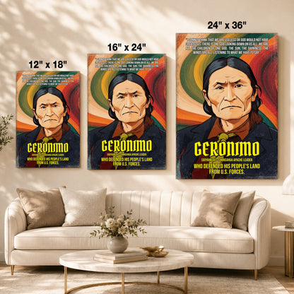 Geronimo Chiricahua Apache Leader Quote Native American History Art Poster/Canvas