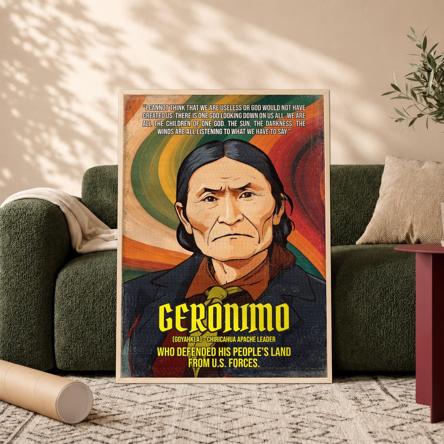 Geronimo Chiricahua Apache Leader Quote Native American History Art Poster/Canvas