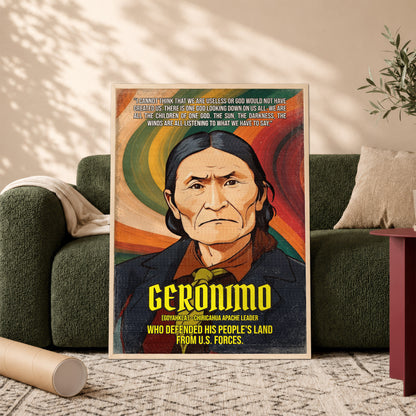 Geronimo Chiricahua Apache Leader Quote Native American History Art Poster/Canvas