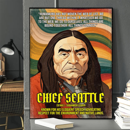 Chief Seattle Suquamish Leader Quote Native American History Art Poster/Canvas