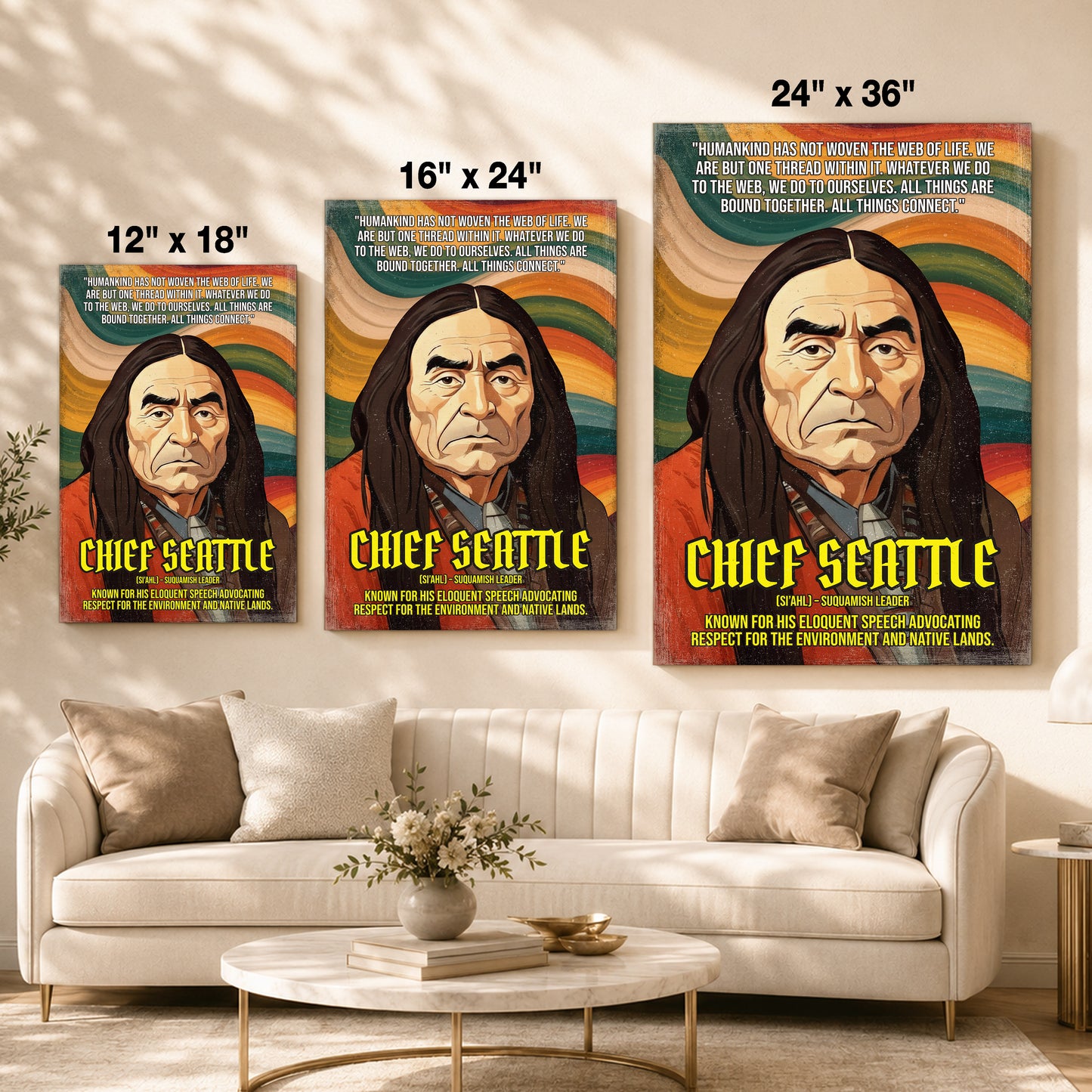 Chief Seattle Suquamish Leader Quote Native American History Art Poster/Canvas