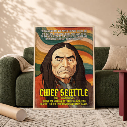 Chief Seattle Suquamish Leader Quote Native American History Art Poster/Canvas