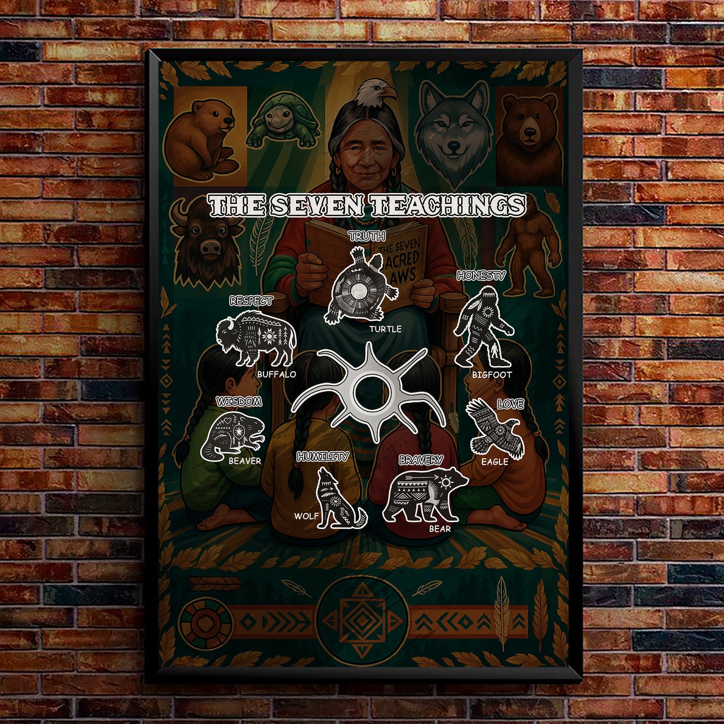 The Seven Teachings - Indigenous Animals Graphic Poster/Canvas