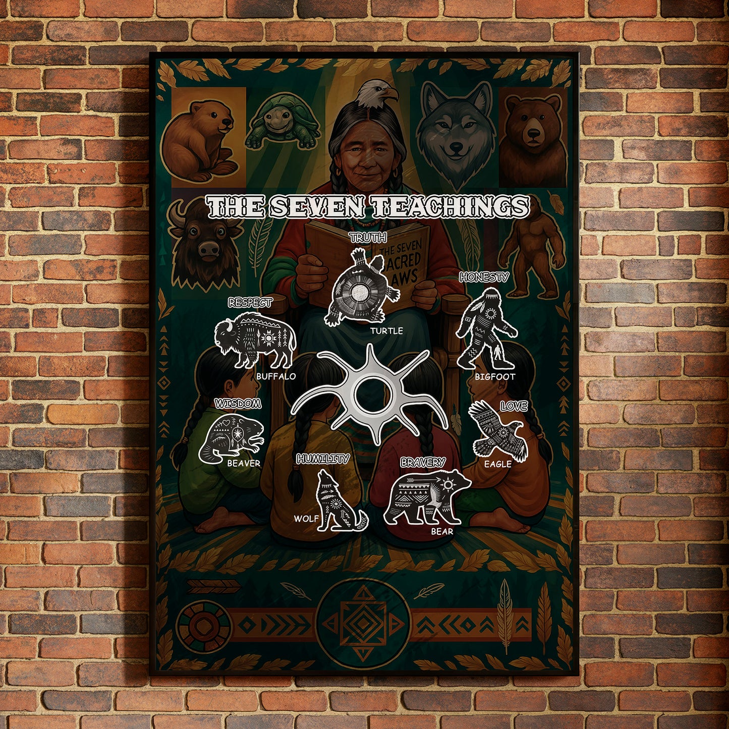 The Seven Teachings - Indigenous Animals Graphic Poster/Canvas