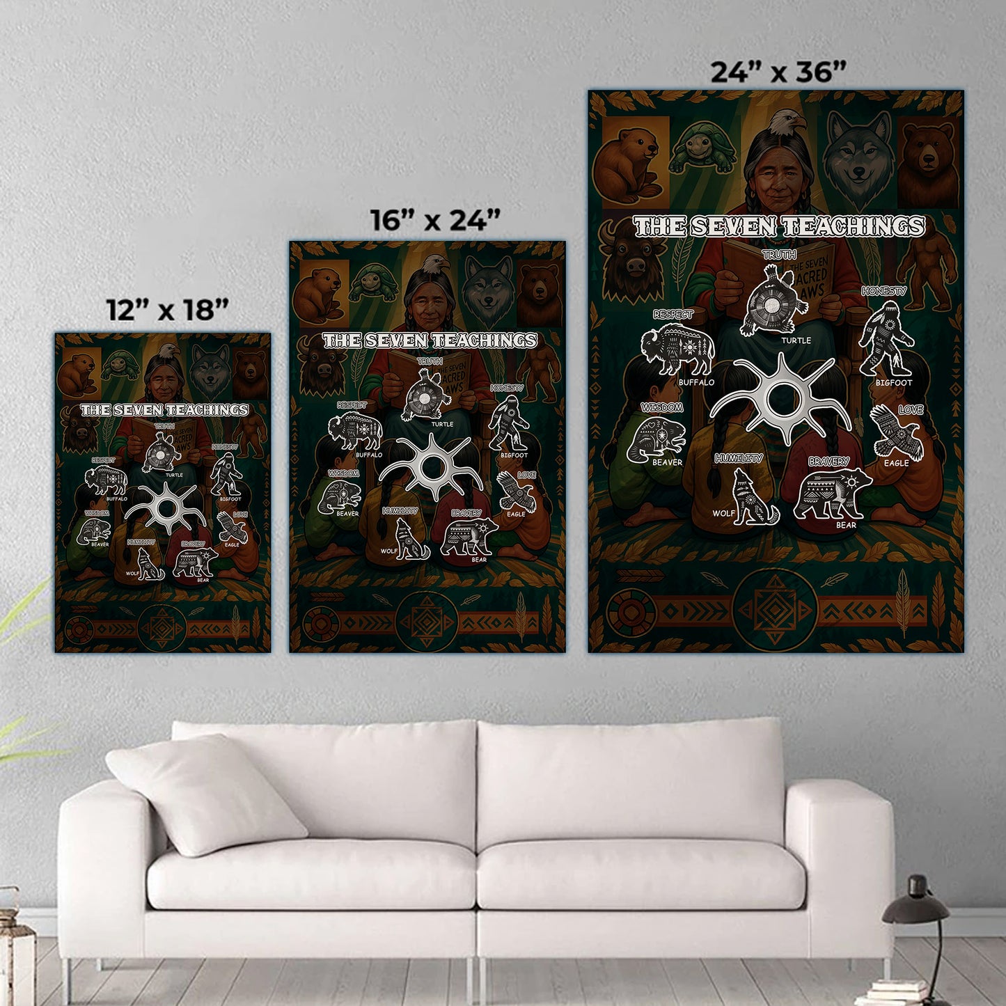 The Seven Teachings - Indigenous Animals Graphic Poster/Canvas