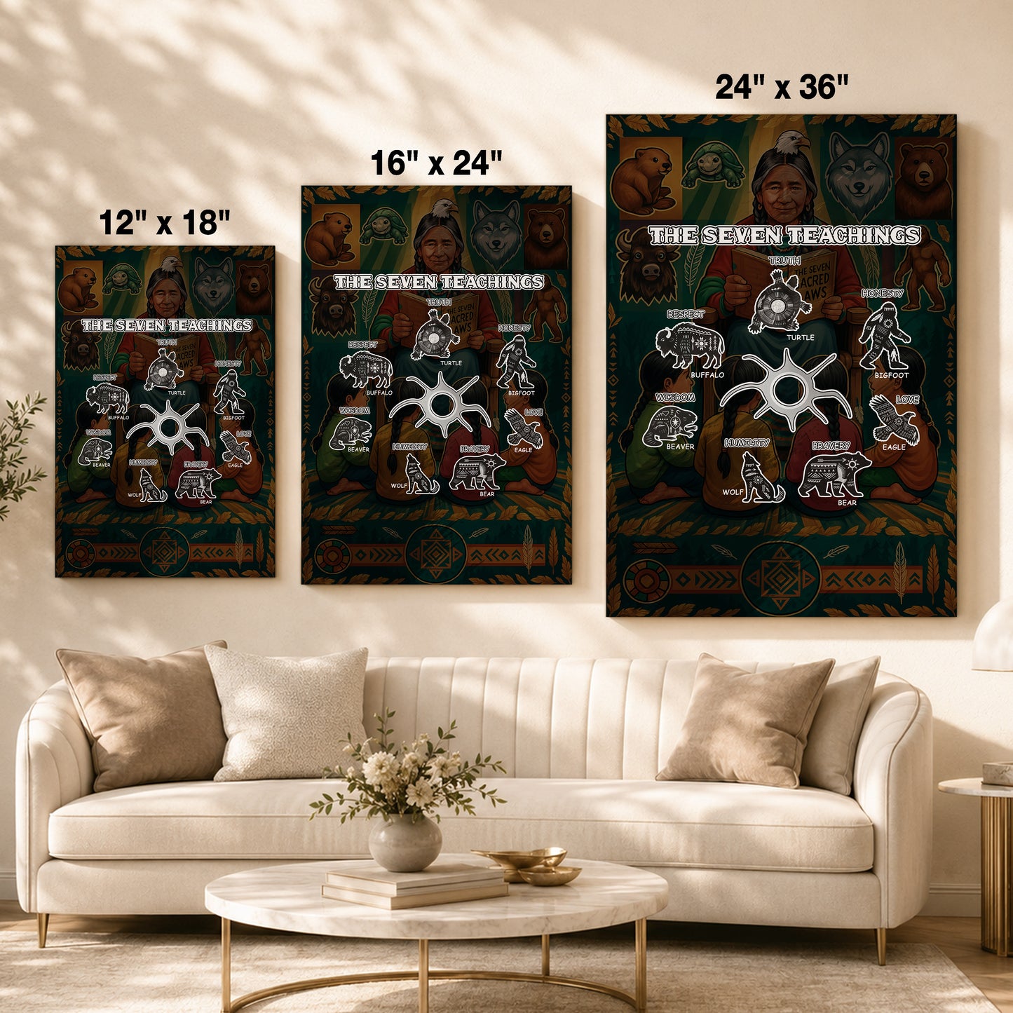 The Seven Teachings - Indigenous Animals Graphic Poster/Canvas