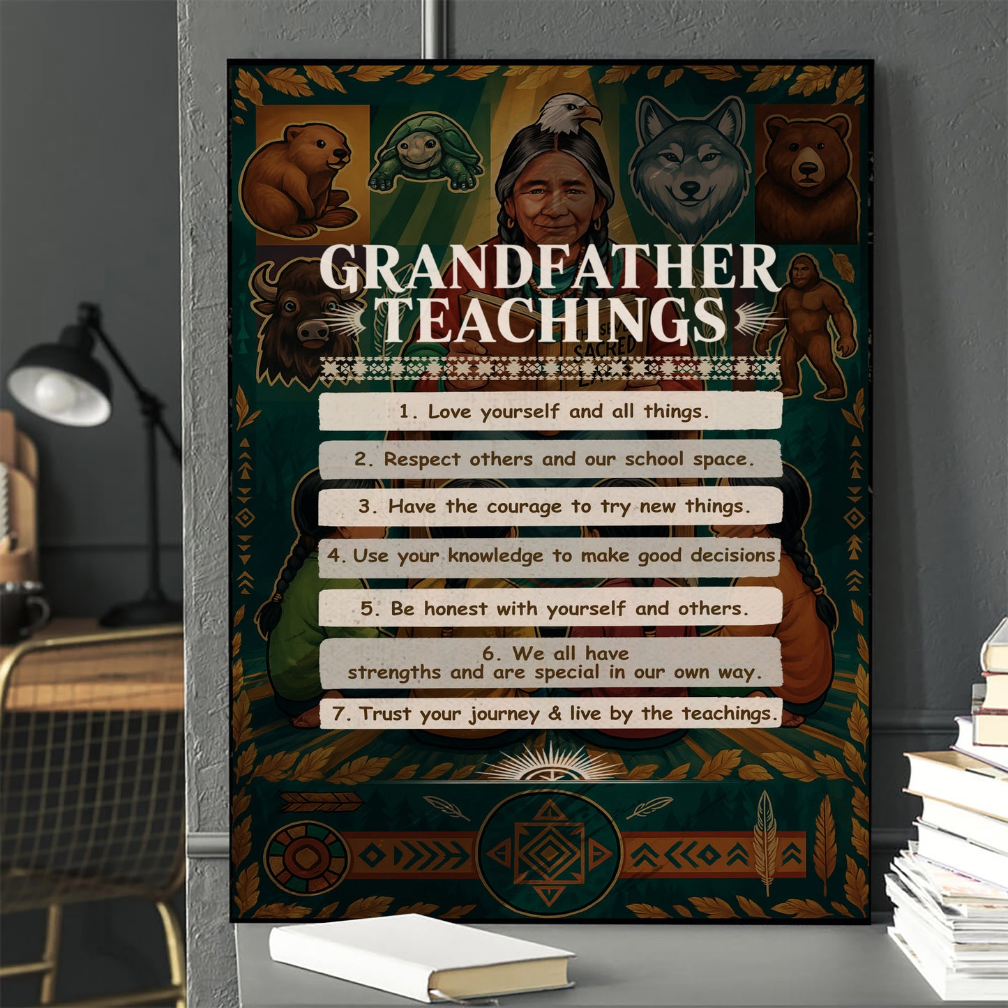 Grandfather Teachings - 7 Guiding Principles Poster/Canvas